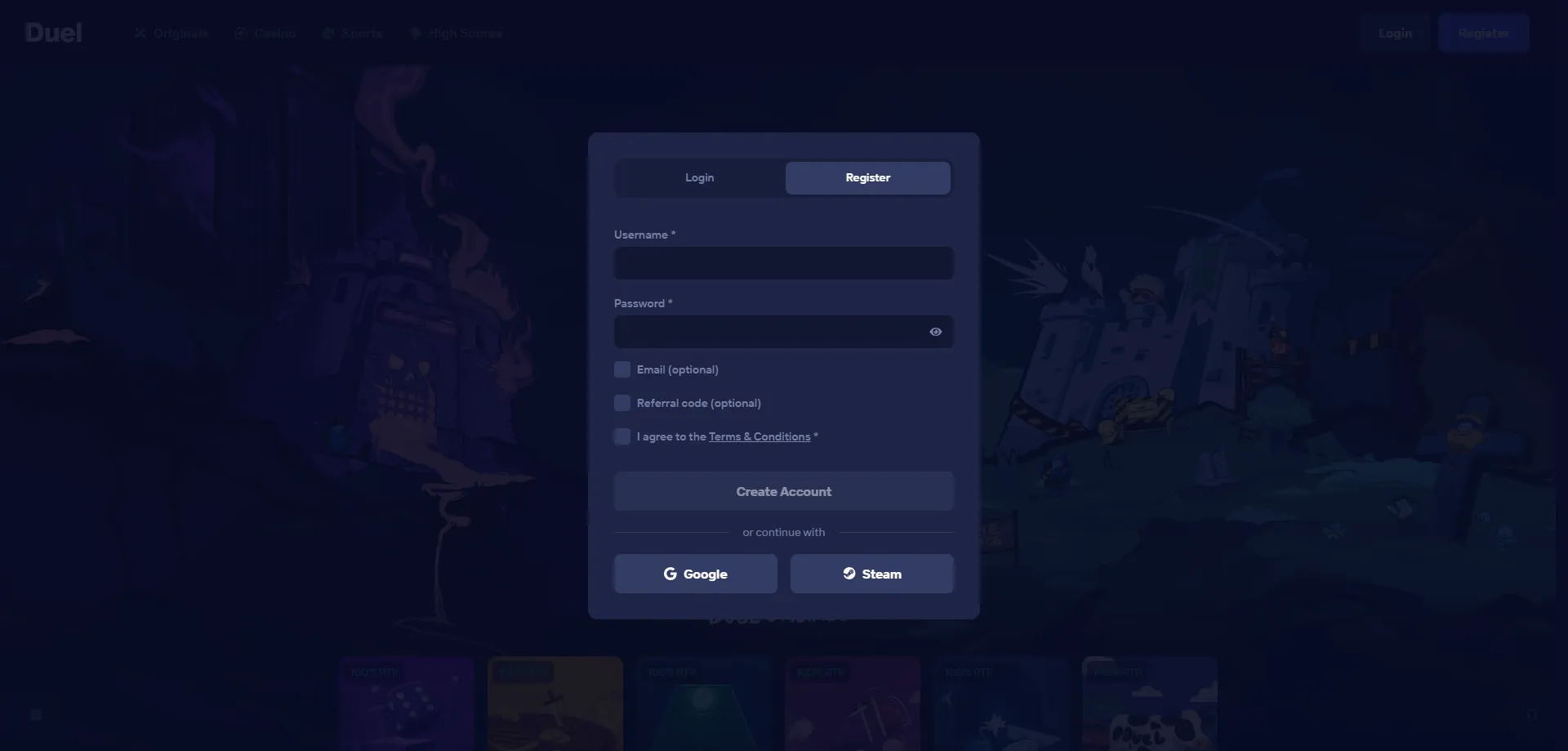 Registro en Duel Casino México — proceso rápido y sin KYC estándar